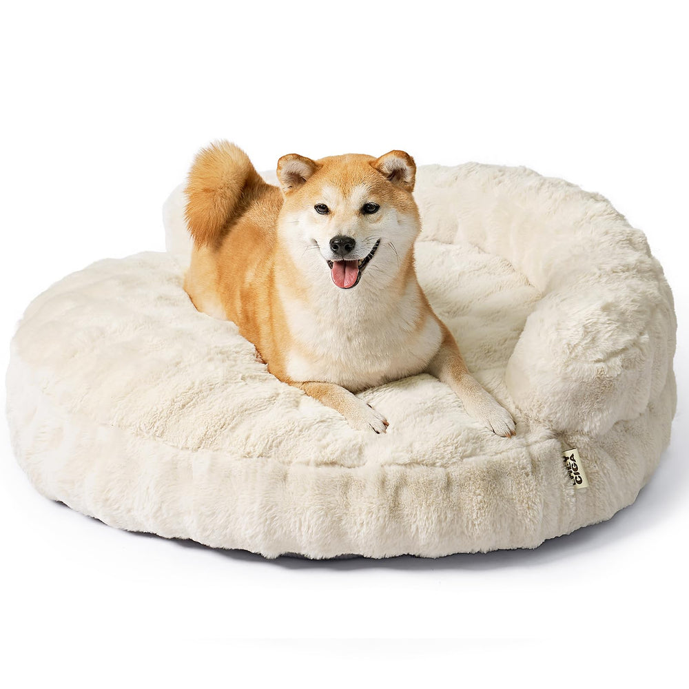 EHEYCIGA soft dog couch bed for large dogs with cream cover, plush surface for naps