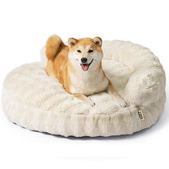 EHEYCIGA soft dog couch bed for large dogs with cream cover, plush surface for naps