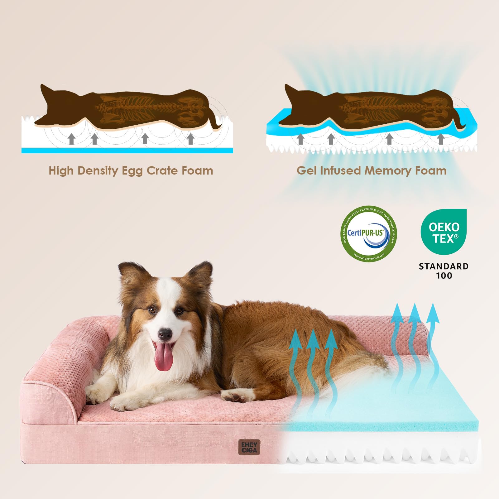 EHEYCIGA soft flannel sleeping surface provides cozy comfort