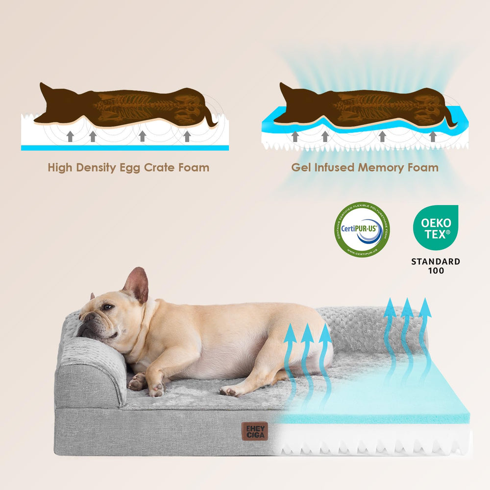 EHEYCIGA soft flannel sleeping surface and anti-slip bottom create a cozy, stable spot.