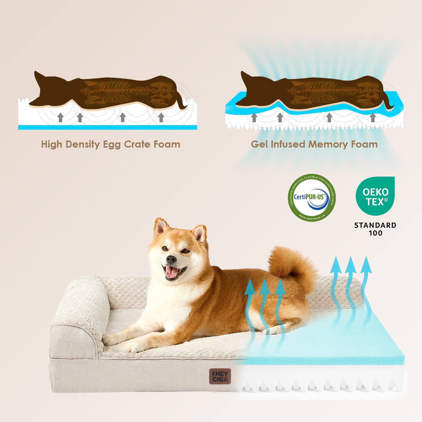 EHEYCIGA soft flannel sleeping surface adds cozy comfort for lounging.