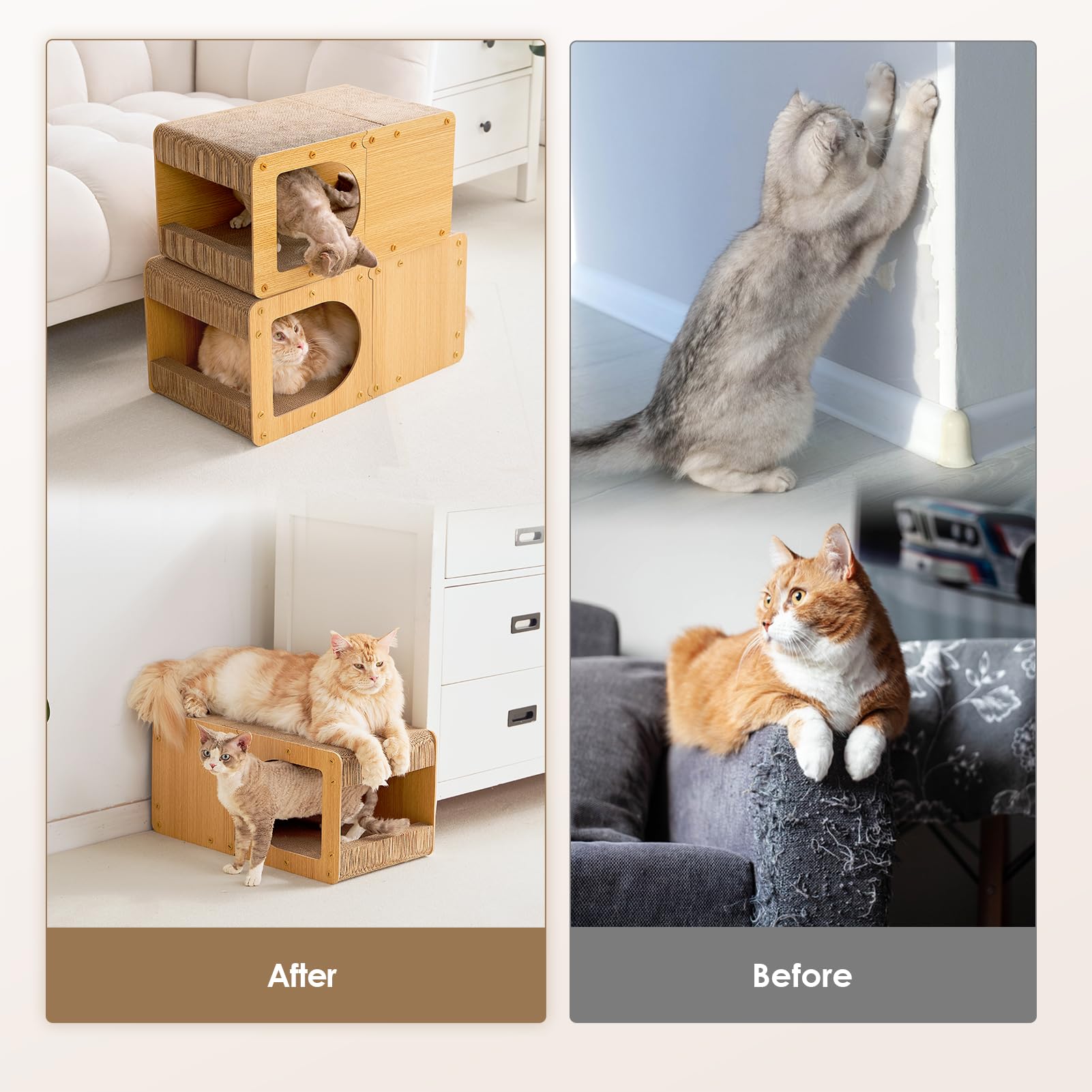 EHEYCIGA wooden frame adds stability to scratcher use.