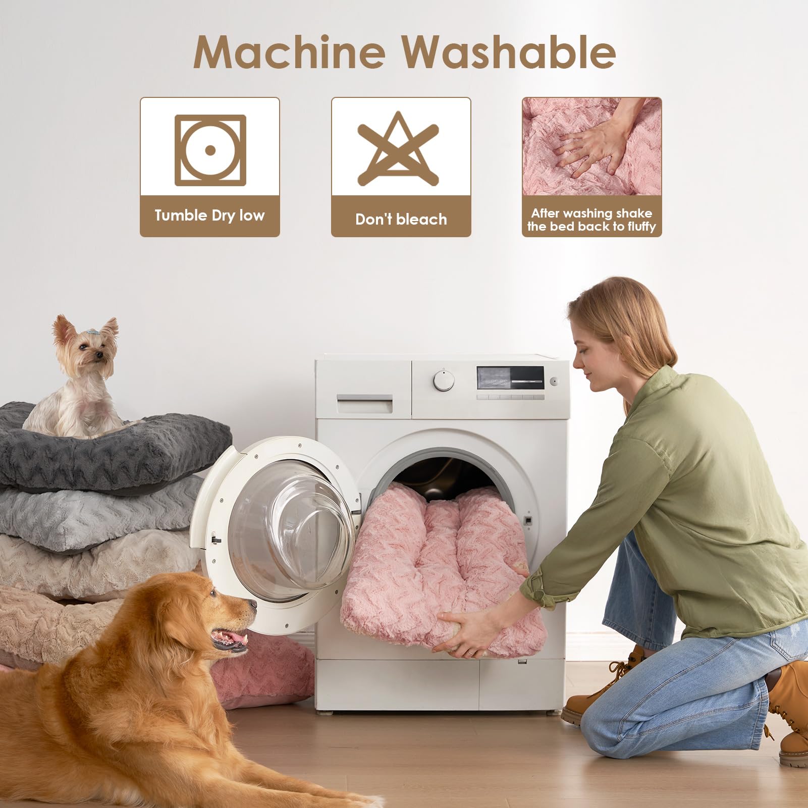 EHEYCIGA Washable XL Dog Bed faux-fur-side delivers cozy warmth for naps