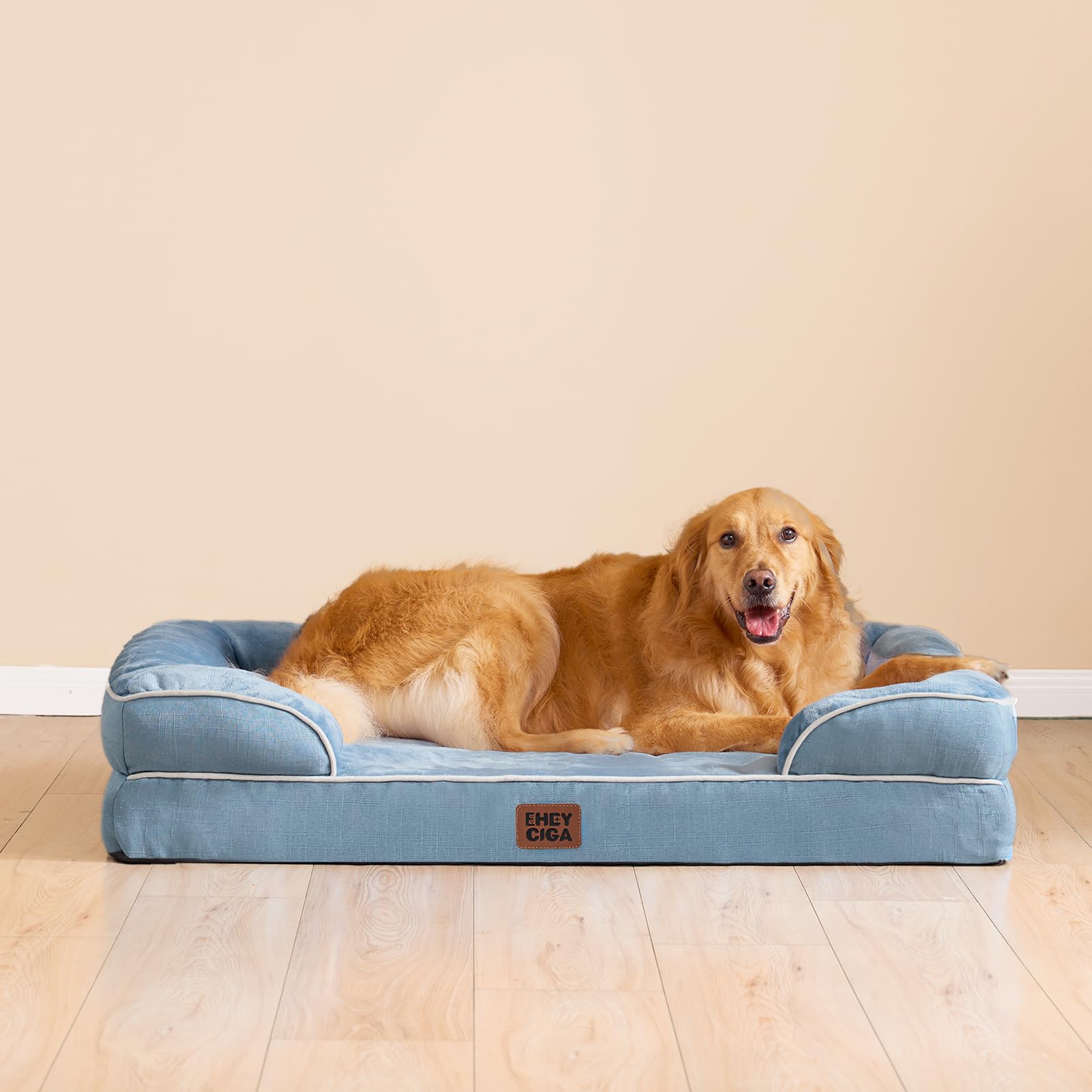 EHEYCIGA washed blue bed highlights soothing color for home decor.