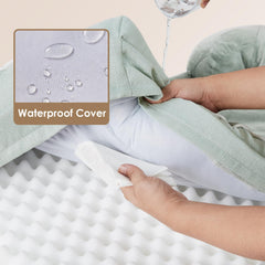 Waterproof cover layer atop fleece to keep the sleeping area dry.