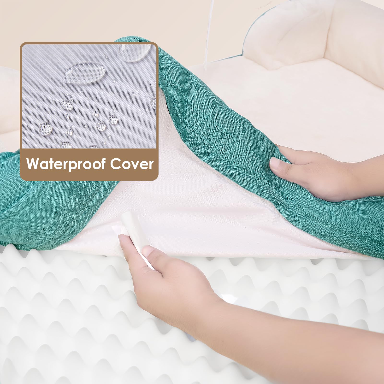 EHEYCIGA waterproof cover layer keeps bed dry during use.