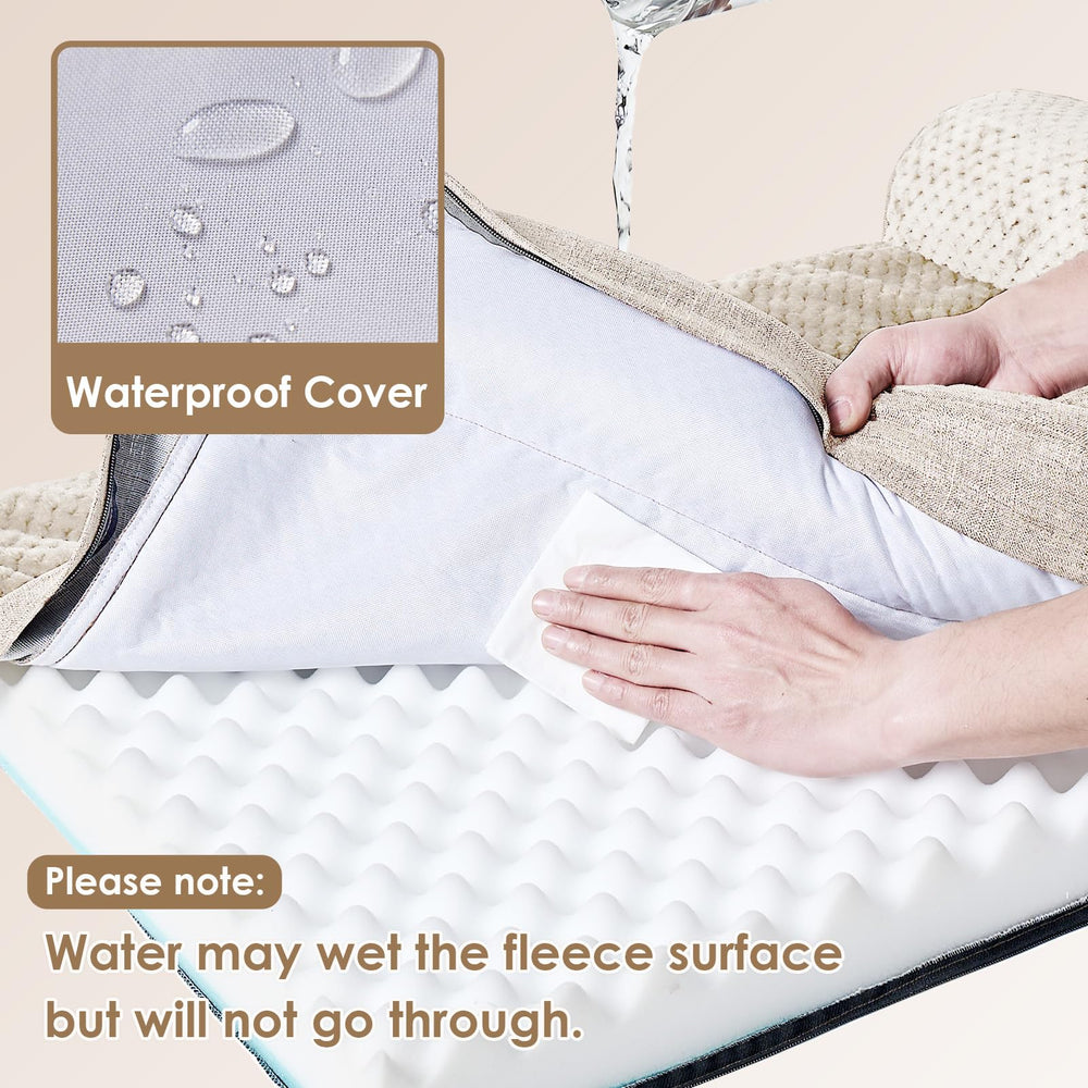 EHEYCIGA dog bed features waterproof film to protect core against accidents.