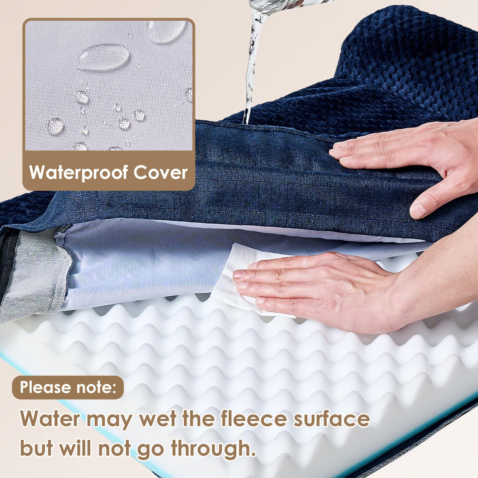 EHEYCIGA waterproof film protects the base with breathable faux linen side.