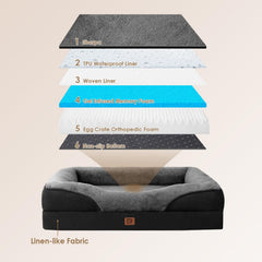 EHEYCIGA dog bed interior with waterproof liner protecting foam and odors.