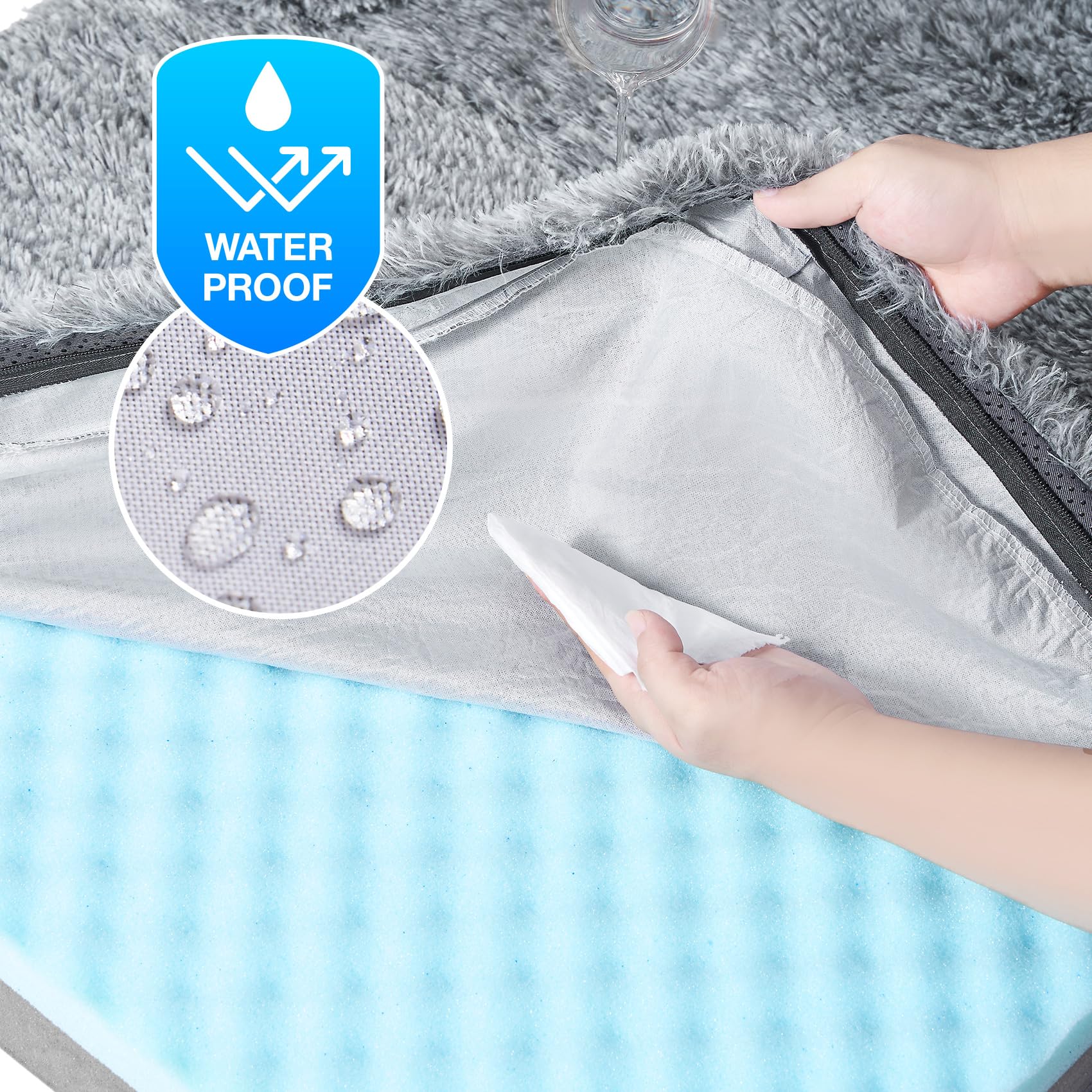 EHEYCIGA waterproof liner protects sponge from spills and moisture