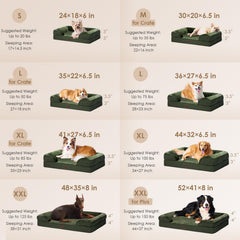 EHEYCIGA XXL dog bed side view with three bolsters for neck support
