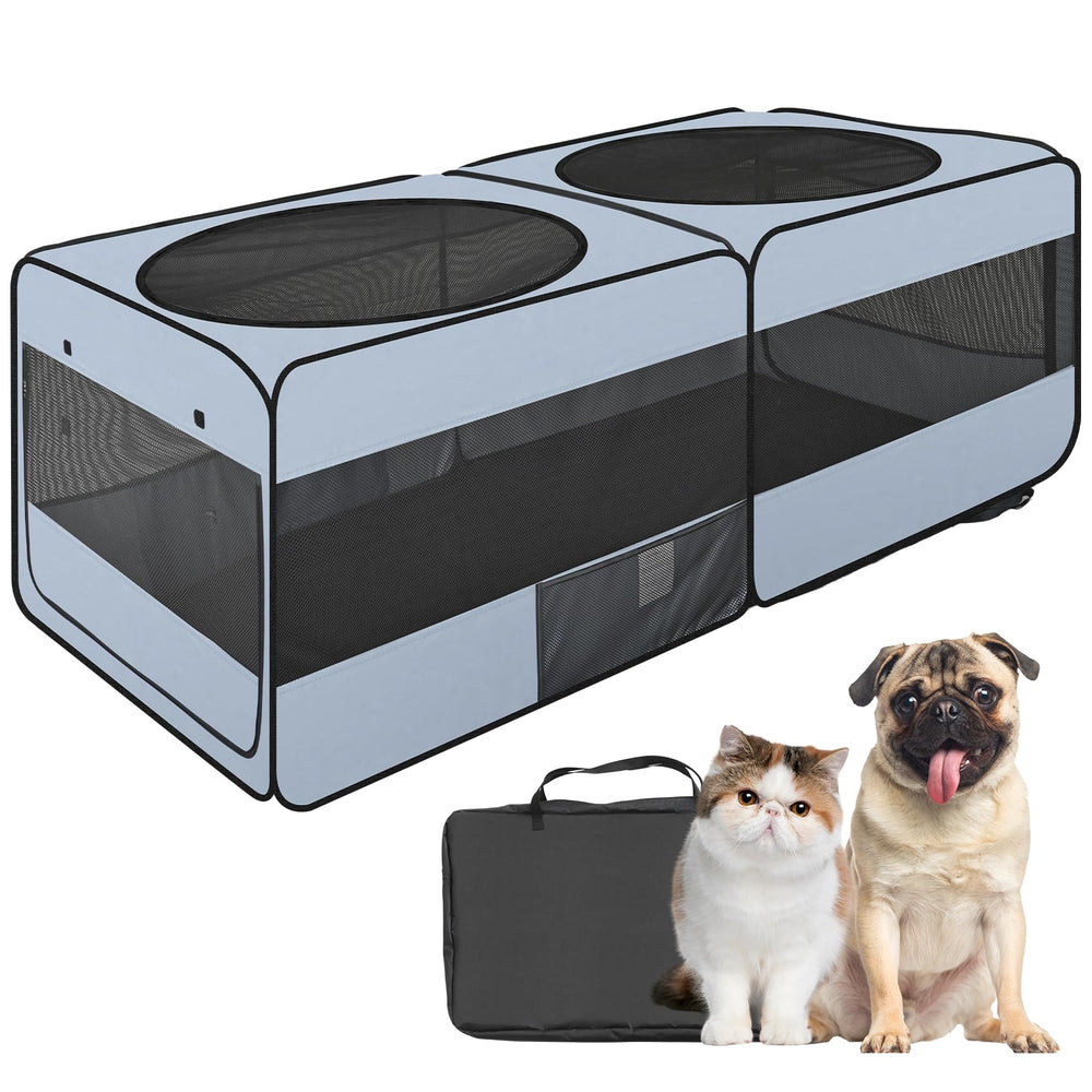 EighteenTek 2-in-1 dog playpen front view for spacious indoor-outdoor use