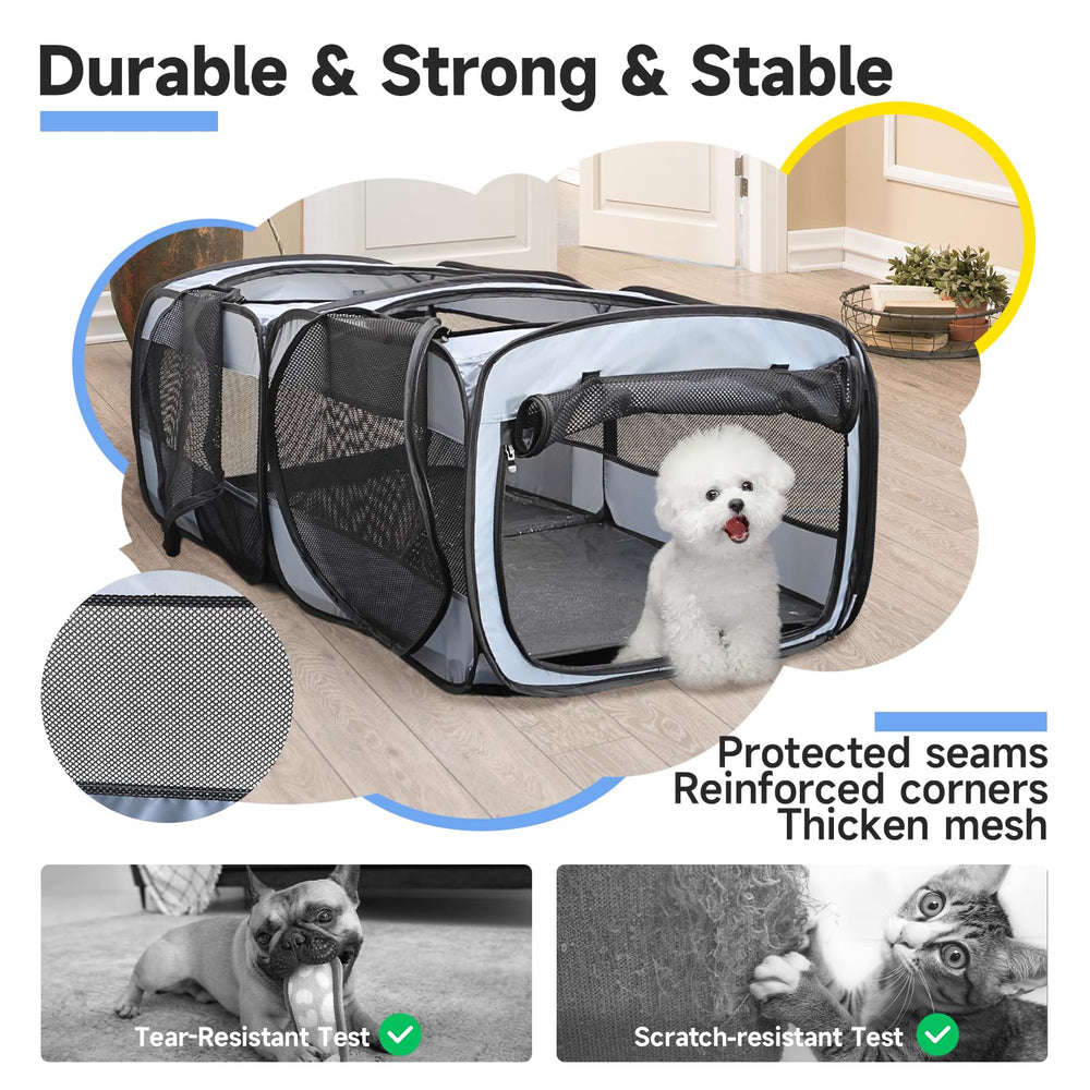 EighteenTek portable, no-assembly playpen ideal for travel and camping.