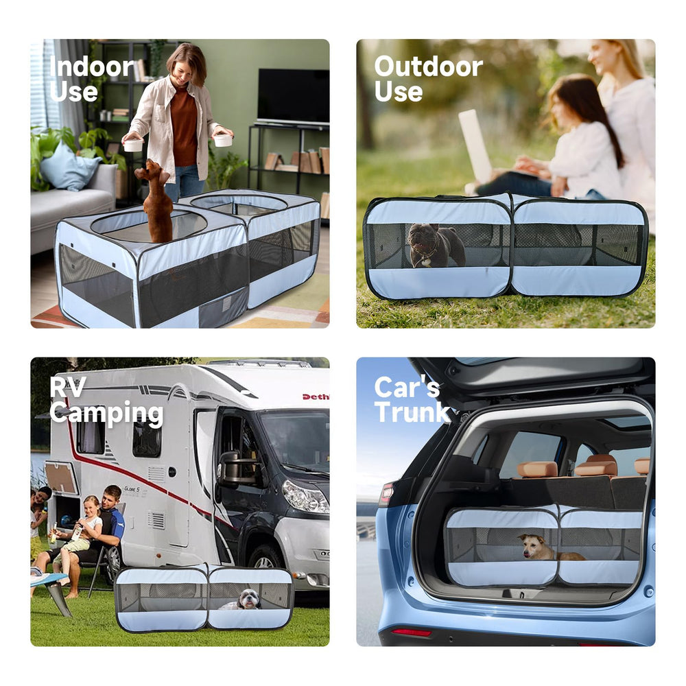 EighteenTek mesh windows provide airflow and pet visibility during play