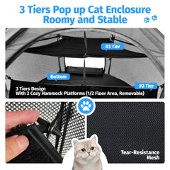 EighteenTek Catio durable mesh and steel frame ensure visibility, airflow, and solid stability.