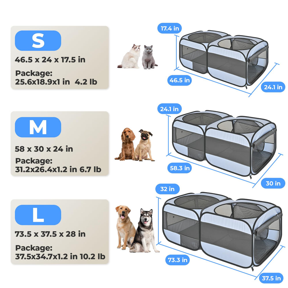 EighteenTek playpen with zipper-top doors for quick pet access.