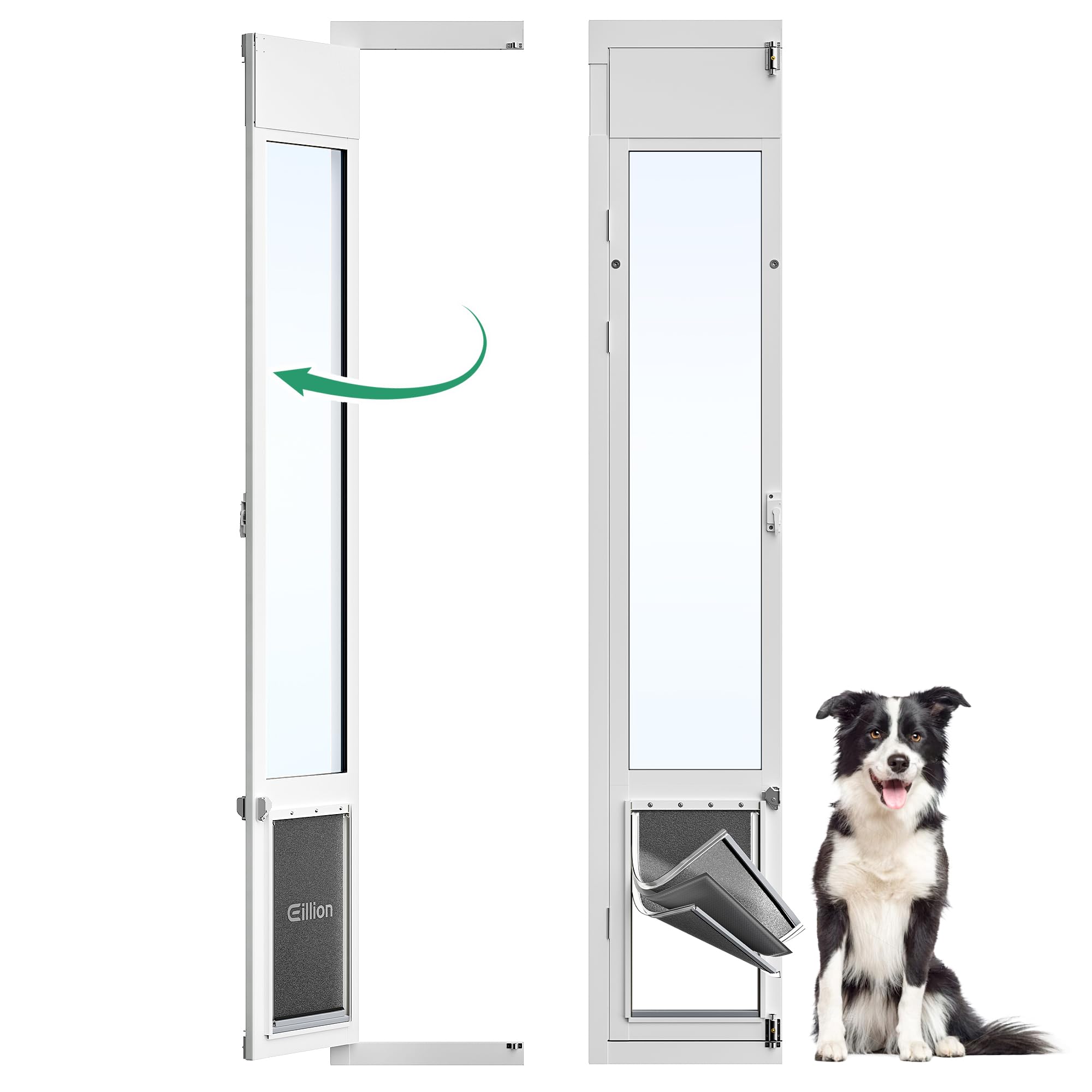 Eillion 3-flap dog door left-side inward opening for space-saving