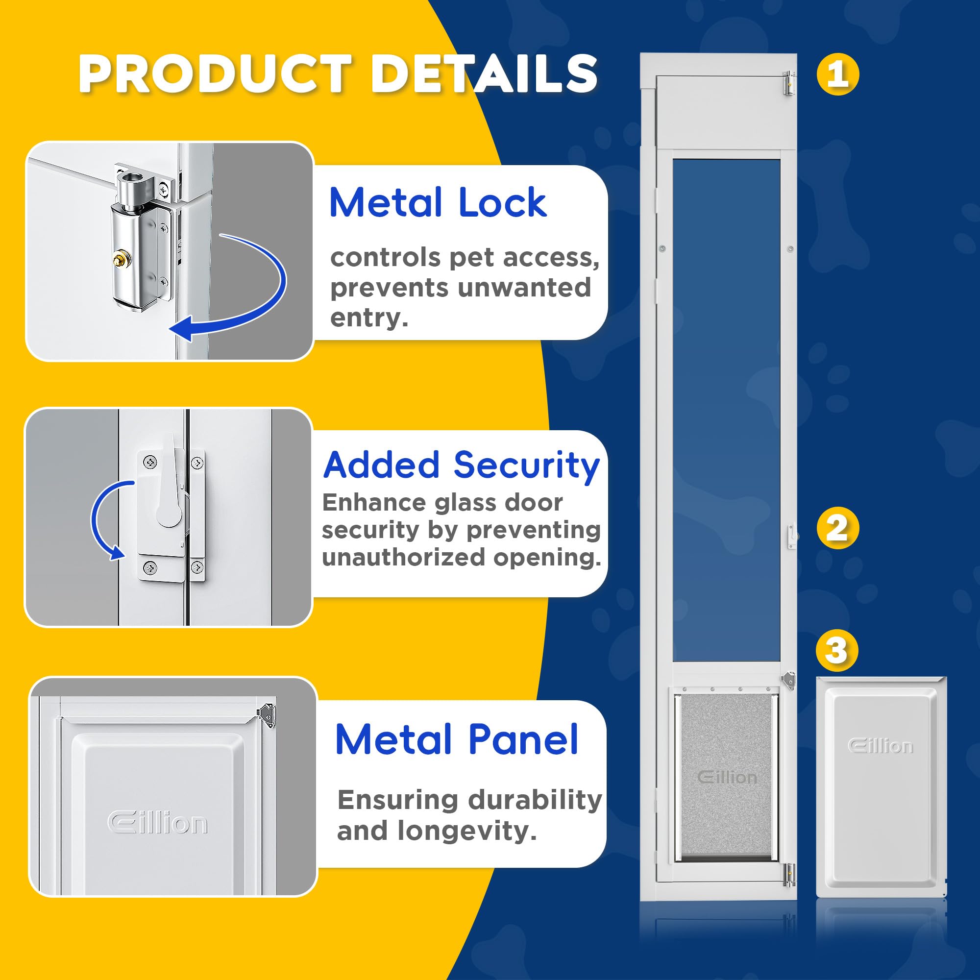 Eillion aluminum-frame weatherproof dog door for energy efficiency