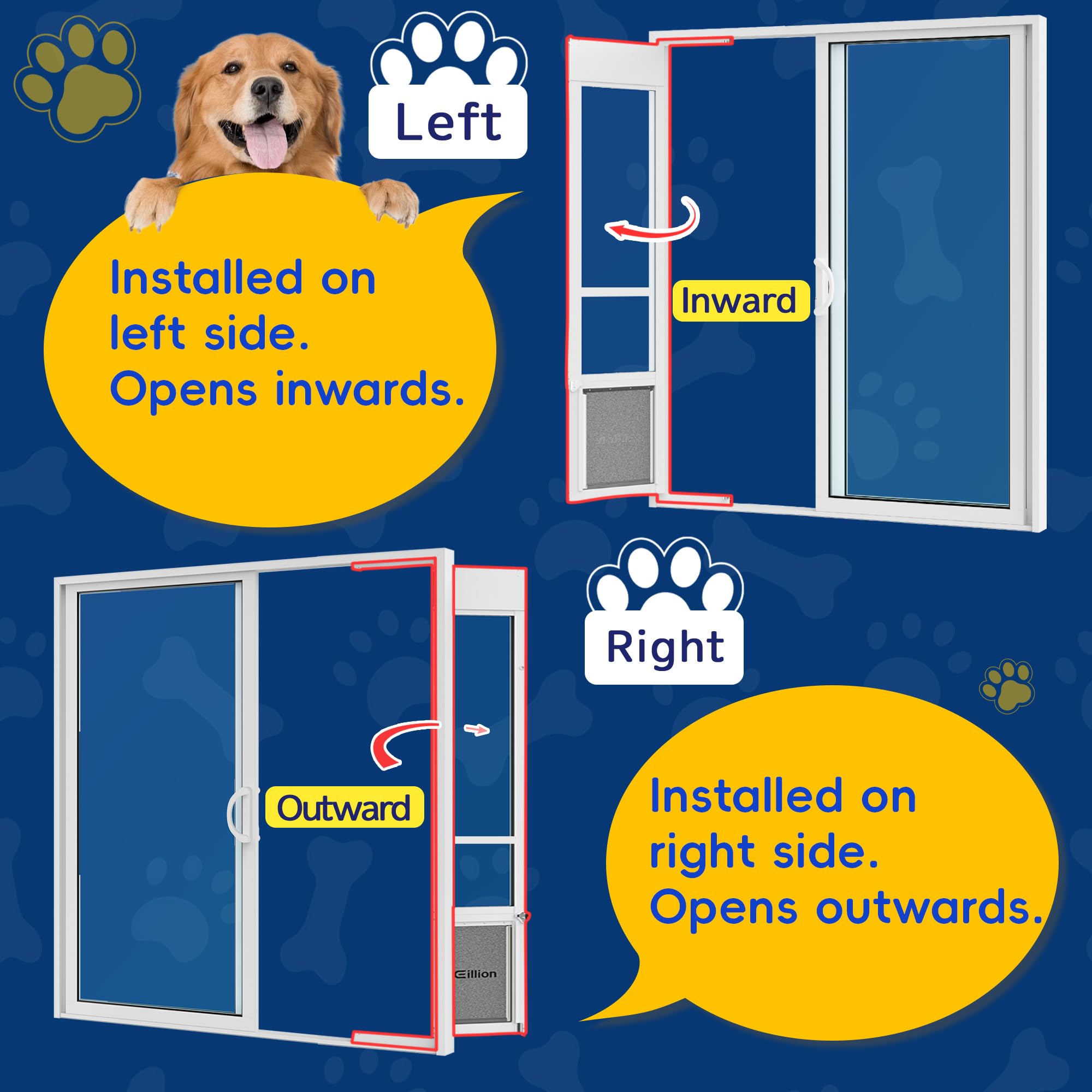 Eillion semi-transparent 10x16 inch flap allows clear pet view and easy passage.
