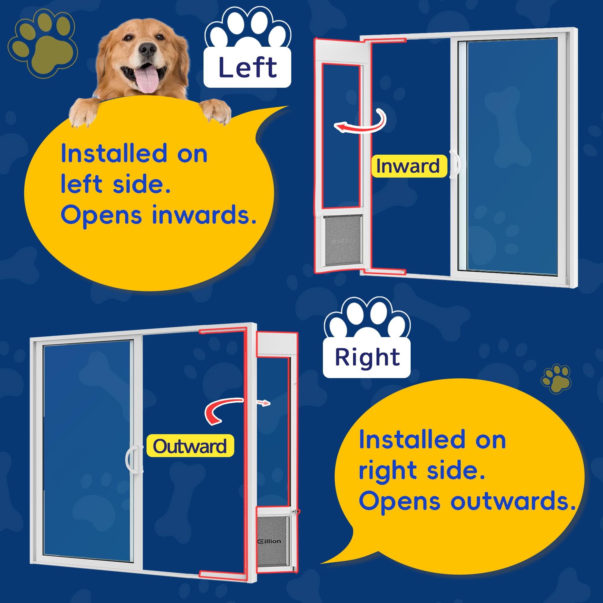 Eillion dog door semi-transparent 10x16 flap for clear view