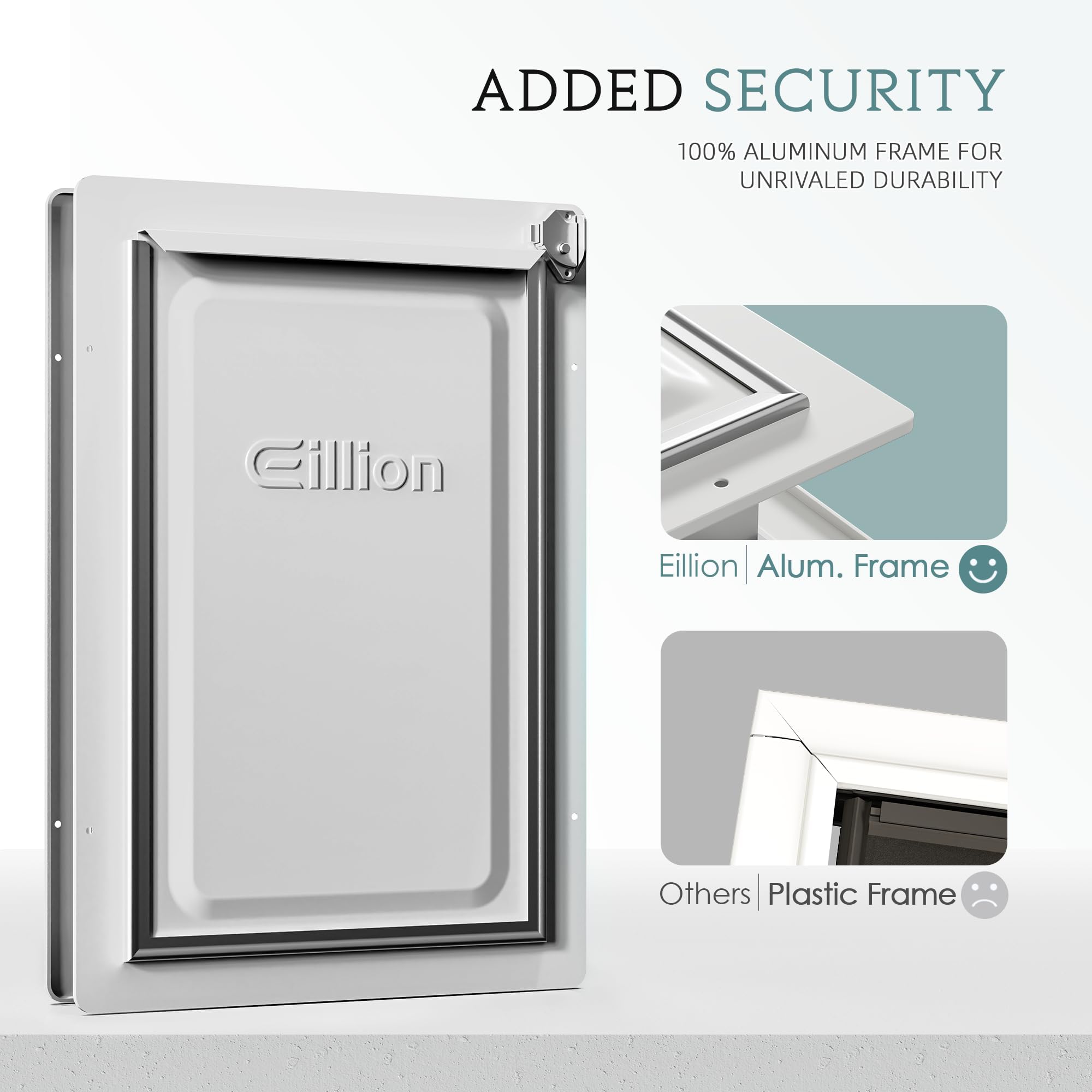 Eillion dog door with three flaps helps weatherproof entry for all seasons.