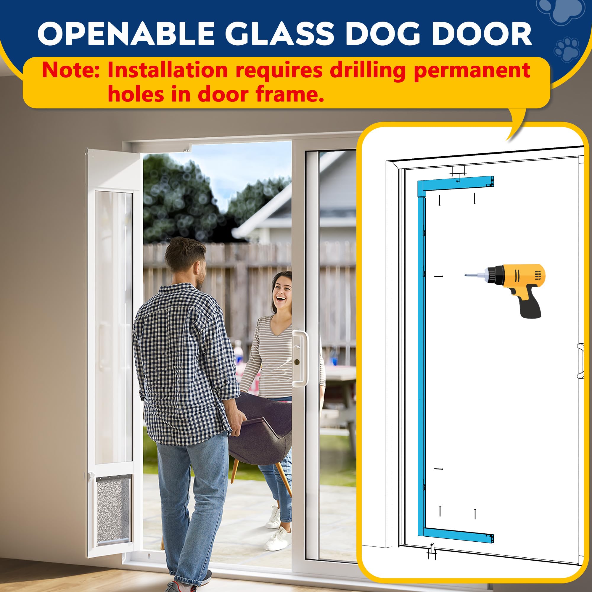 Eillion pet flap 8.1 by 12.3 inches provides clear view for pets.