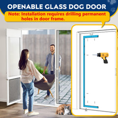 Eillion XLarge dog door height adjustment accommodates most sliding doors.
