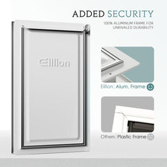Eillion XL dog door with three-flaps design reduces drafts and improves comfort.