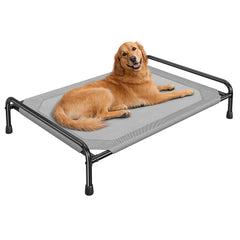 Ekisemio cooling elevated dog bed in grey provides breathable comfort for large dogs.