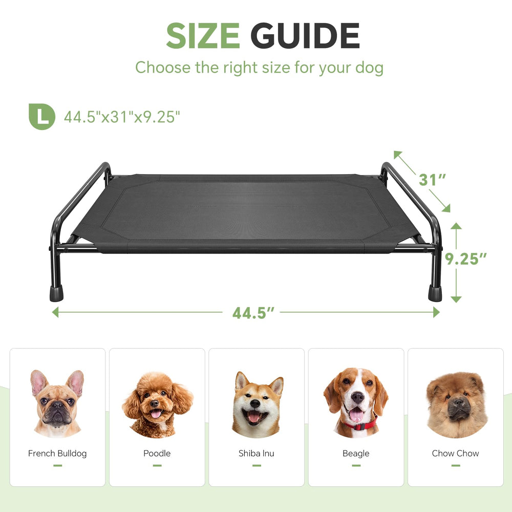 Ekisemio elevated dog bed top view shows spacious sleeping area for large dogs.