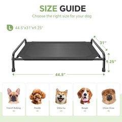 Ekisemio elevated dog bed top view shows spacious sleeping area for large dogs.