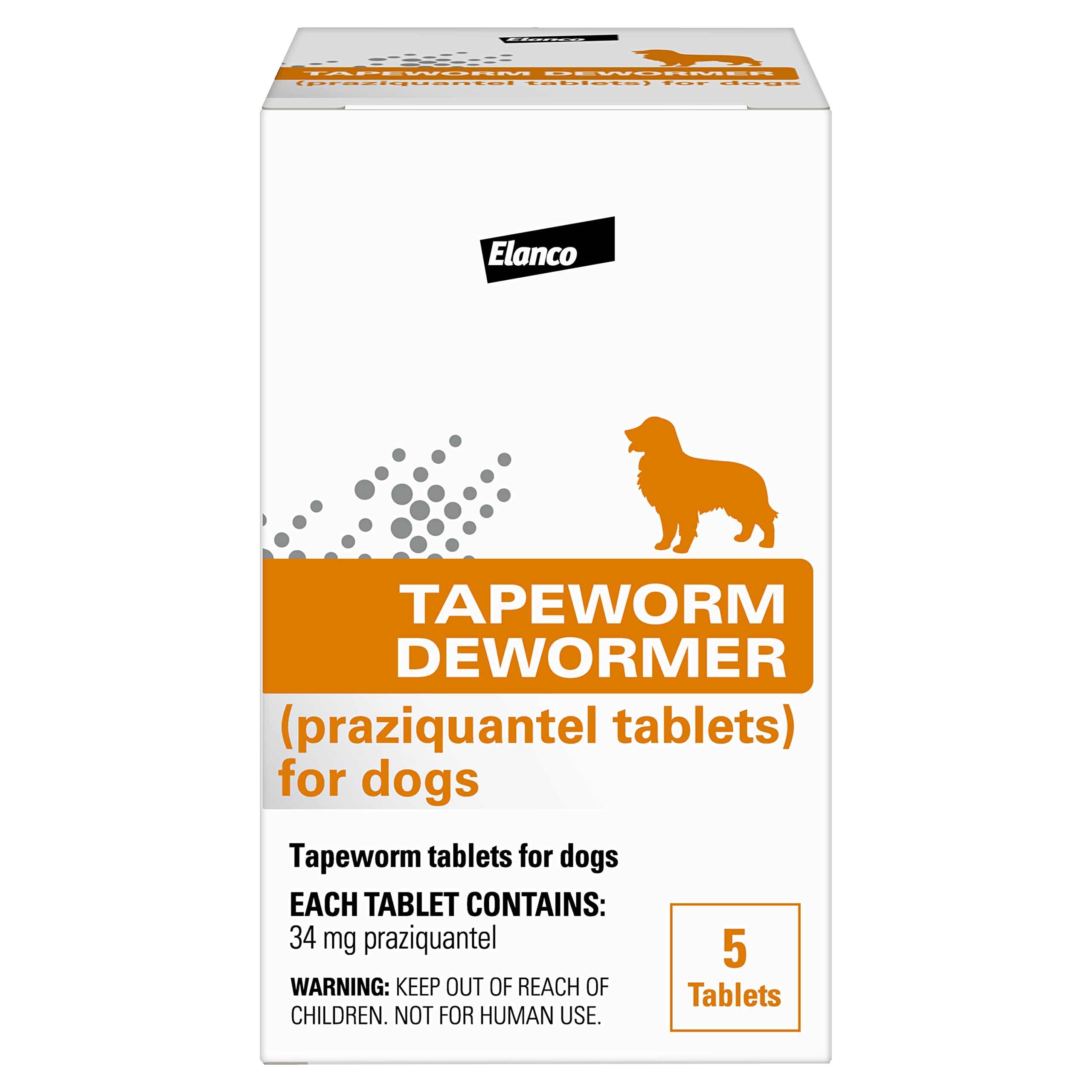 Elanco Tapeworm Dewormer tablets in bottle, easy dosing for dogs.