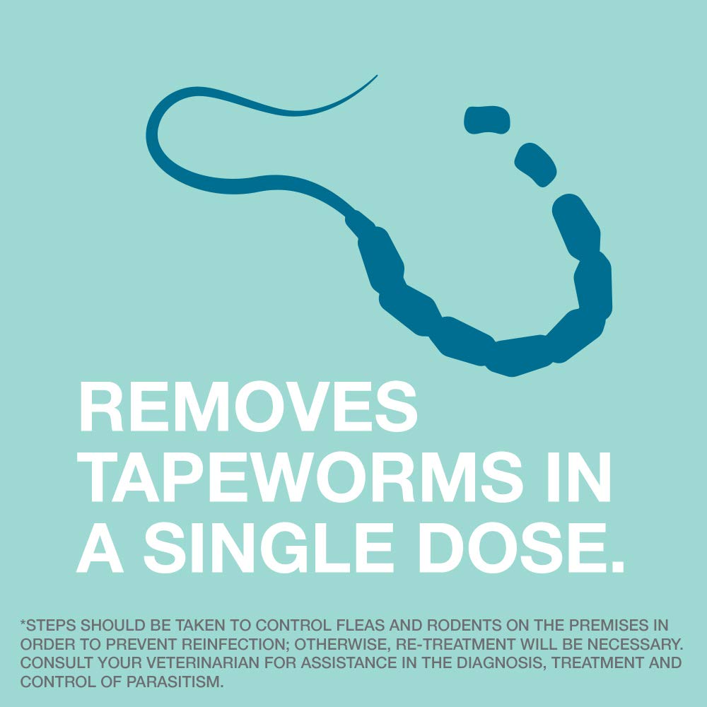 Elanco Tapeworm Dewormer packaging front view for clear dosing guidance.