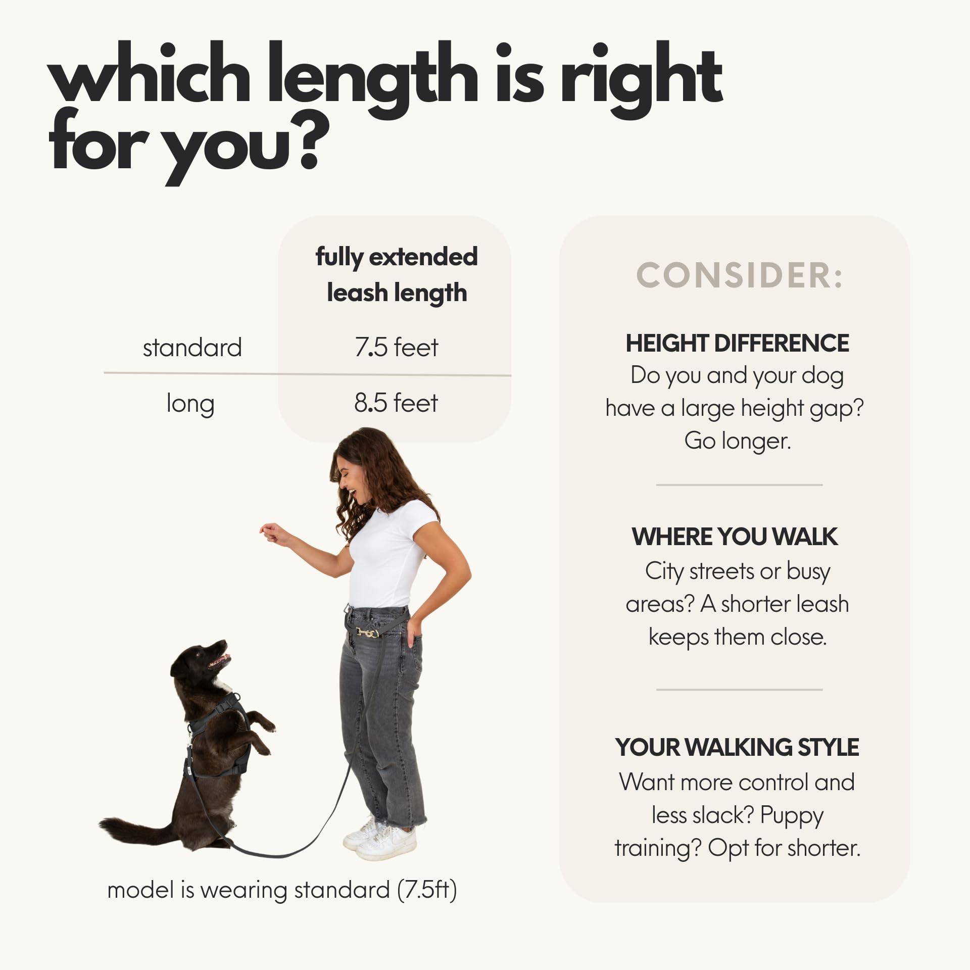 Elby cross-body mode frees hands while guiding your dog on busy streets.