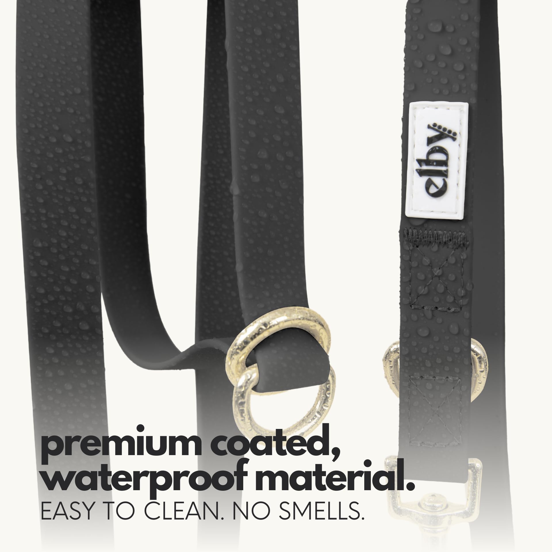 Elby waterproof-coated leash stays clean and ready for adventures in all weather.