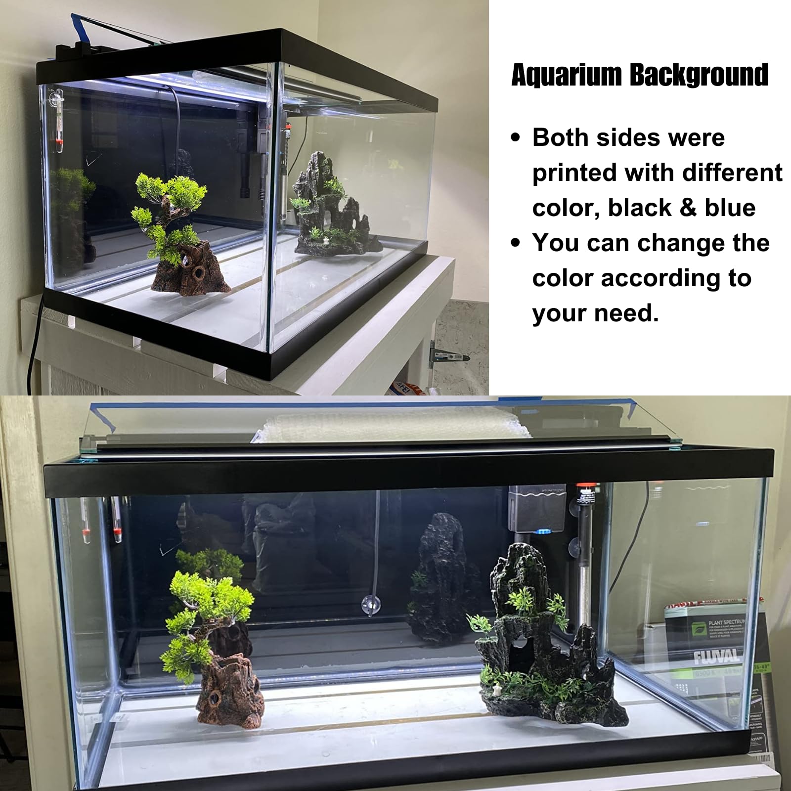 ELEBOX Durable PVC backdrop resists fading for lasting color in tanks.