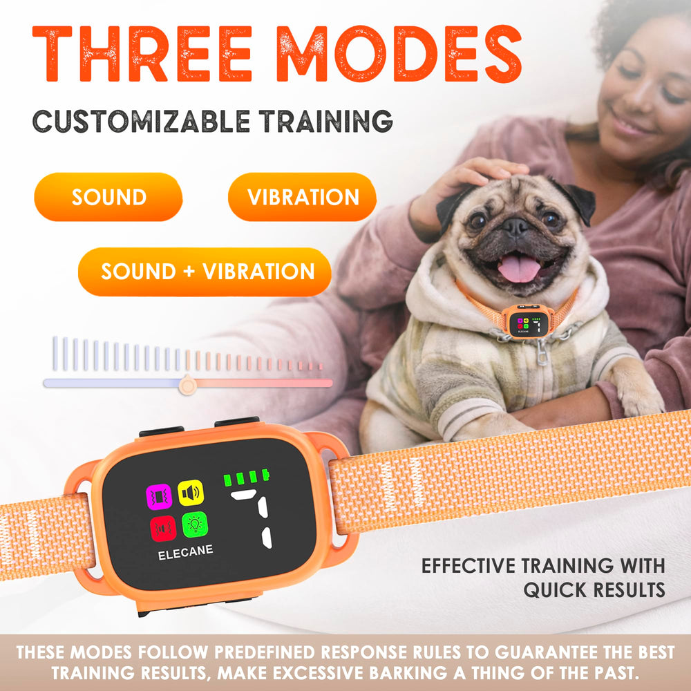 ELECANE Bark Collar with 7 sensitivity levels for customizable training responses.