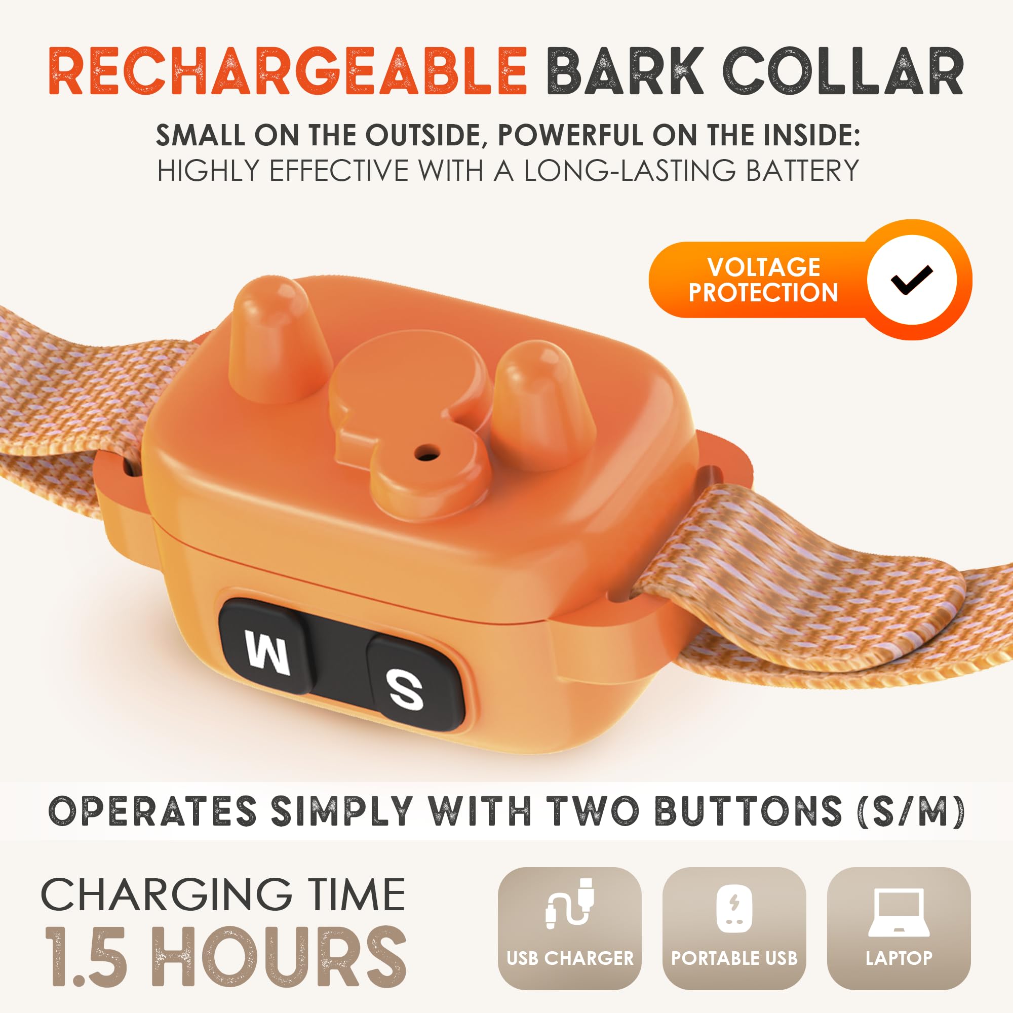 ELECANE IP67 waterproof bark collar handles rain and splashes during outdoor activities.