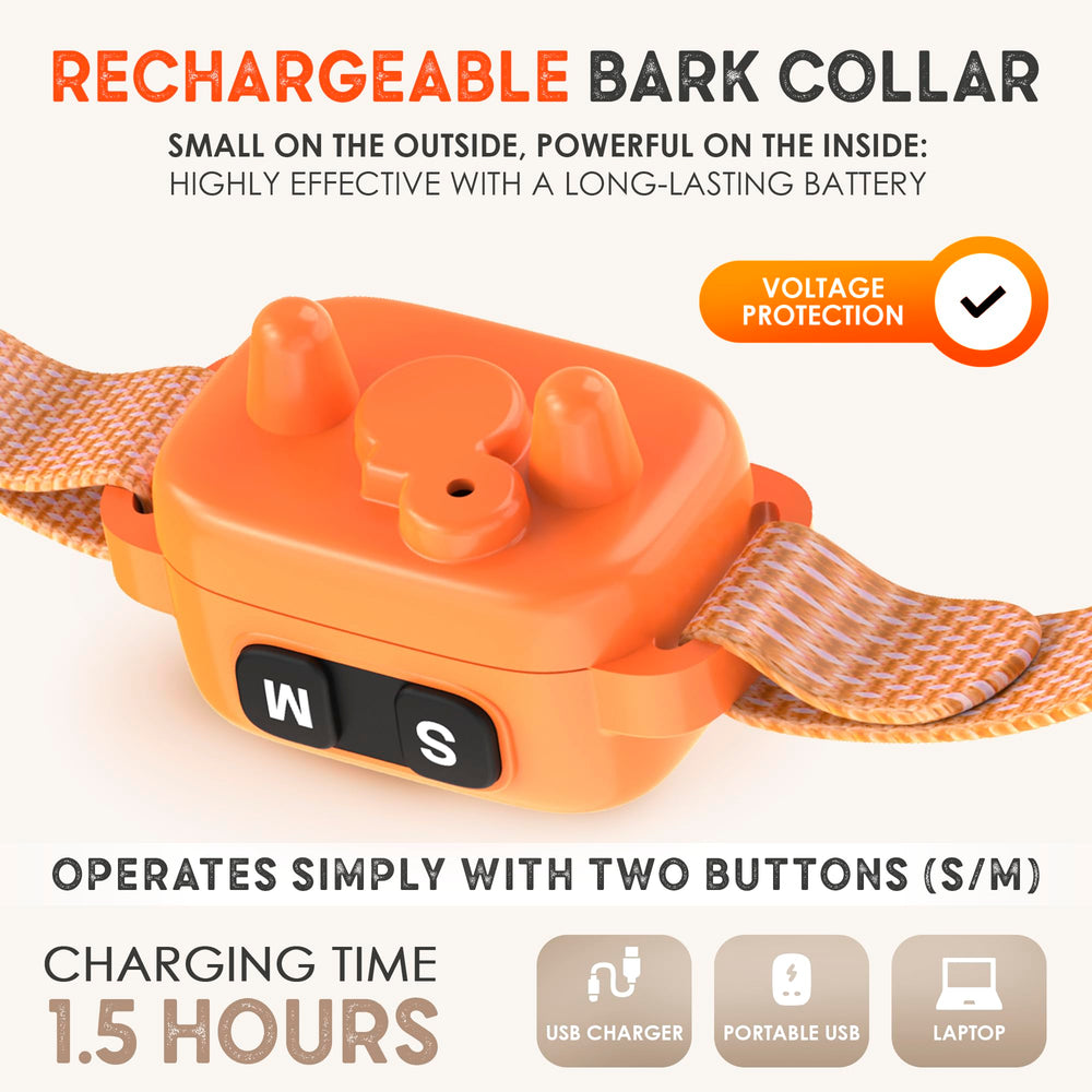 ELECANE IP67 waterproof bark collar handles rain and splashes during outdoor activities.