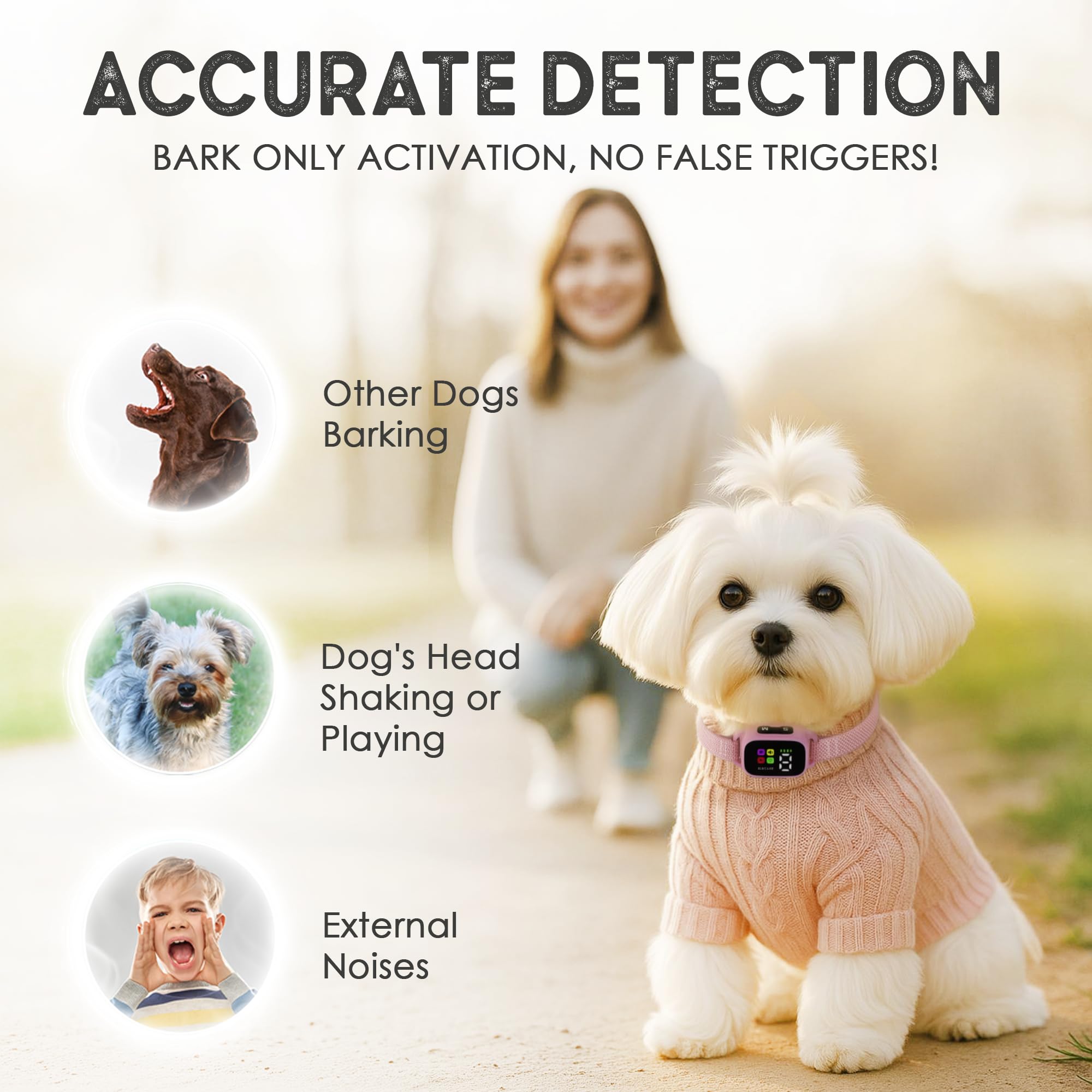 ELECANE pink collar IP67 waterproof for rain, beach days, and outdoor use.