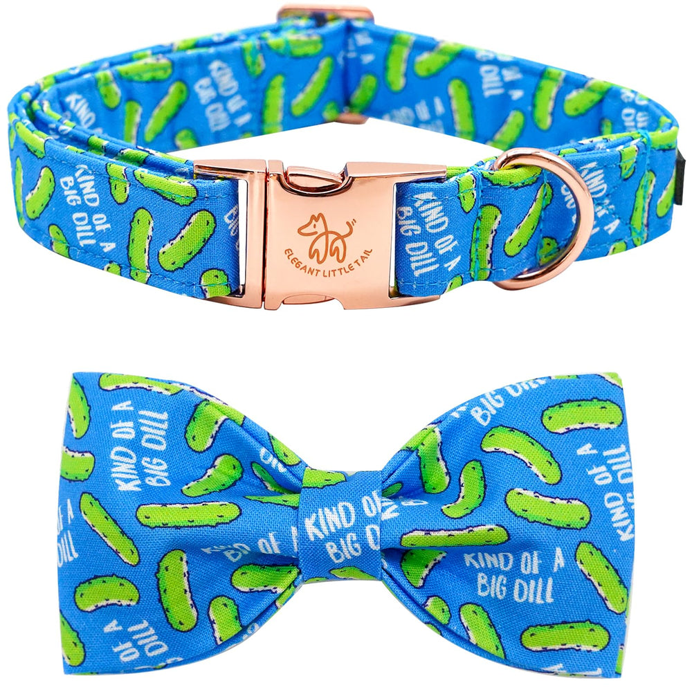 Elegant Little Tail Dill Pickles collar front view showing soft cotton and bow detail for everyday wear