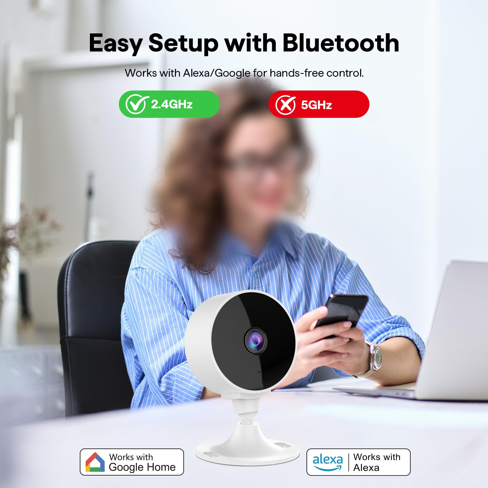Elelink 2K indoor camera ideal for living rooms, nurseries, and home offices
