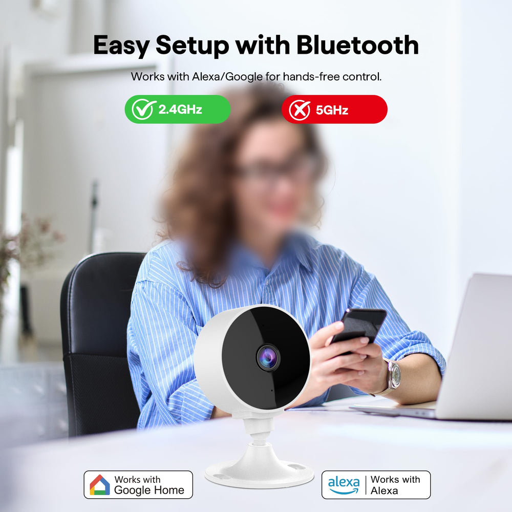 Elelink 2K indoor camera ideal for living rooms, nurseries, and home offices