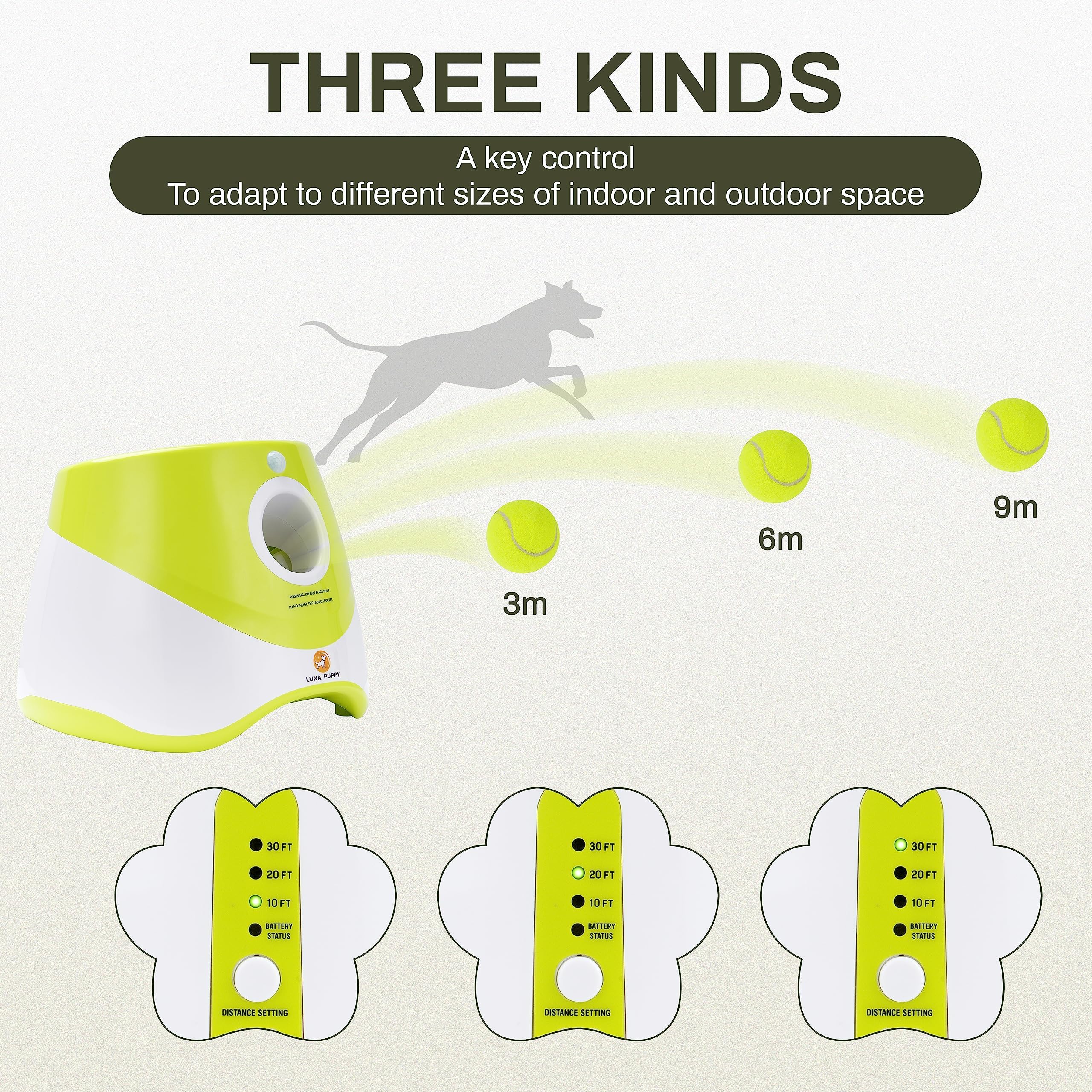 Elevon includes six mini tennis balls for immediate, repeatable play
