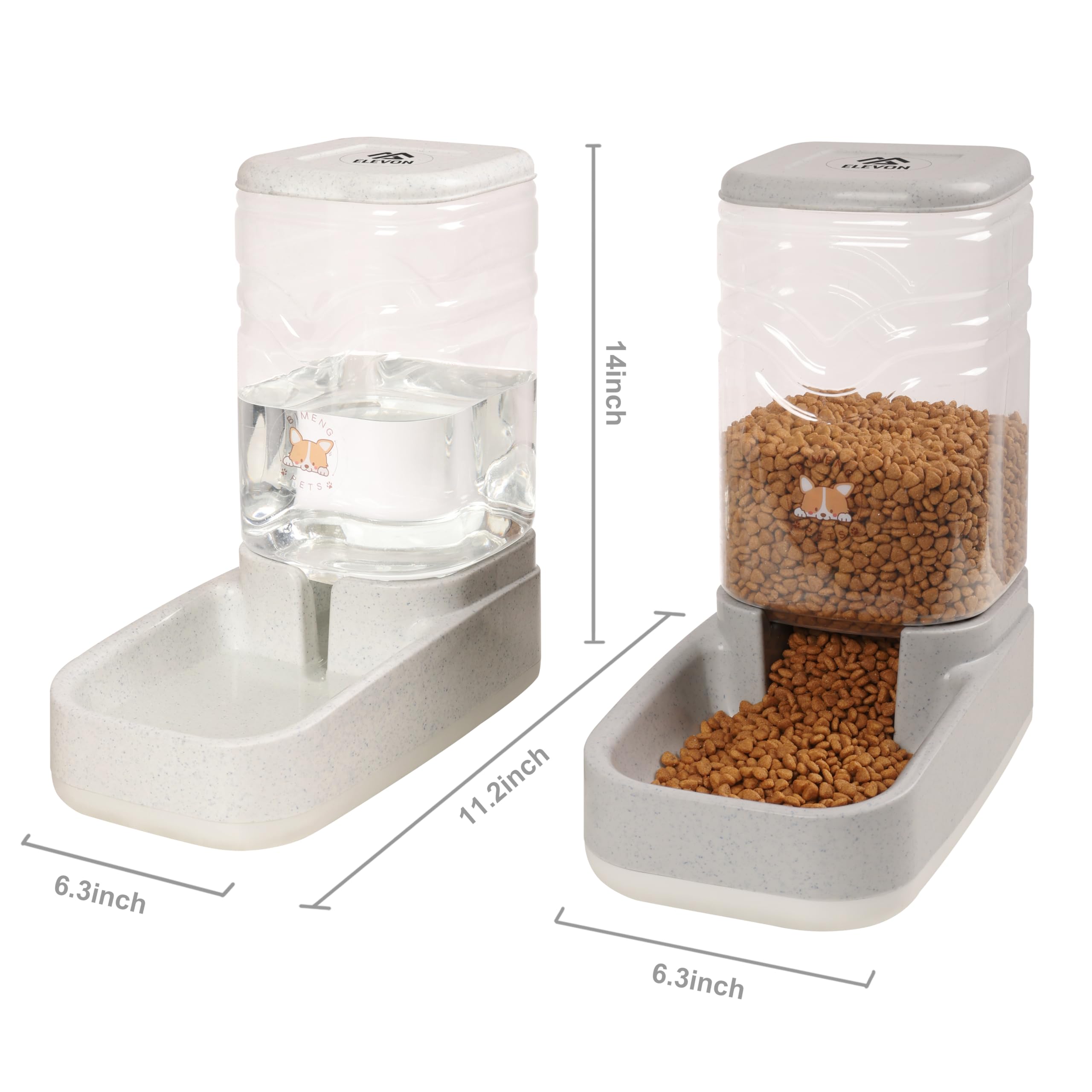 Elevon feeder side-dispensing image highlighting easy refills for multiple pets