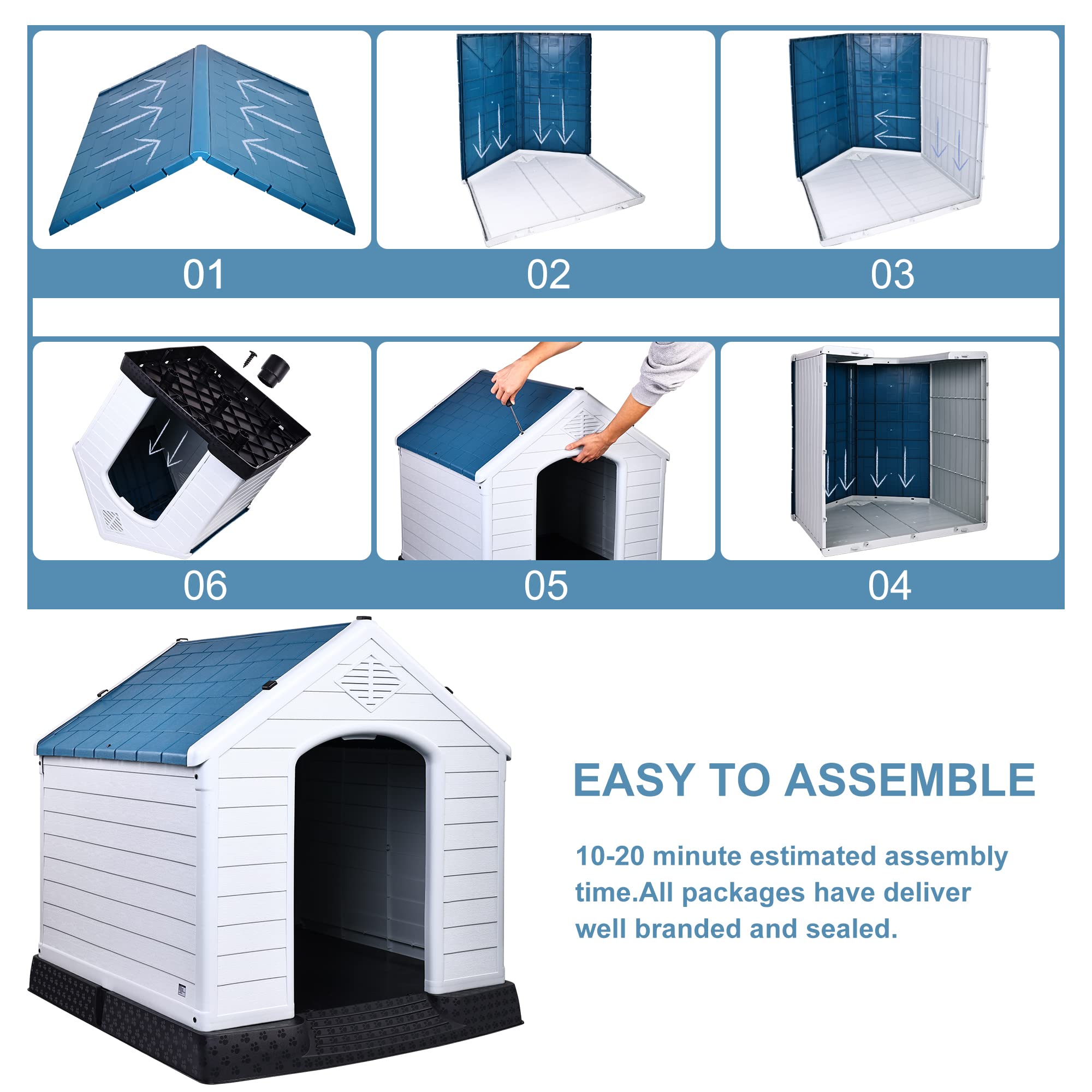 Elevon dog house elevated floor detail keeps paws dry.