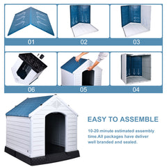 Elevon dog house elevated floor detail keeps paws dry.