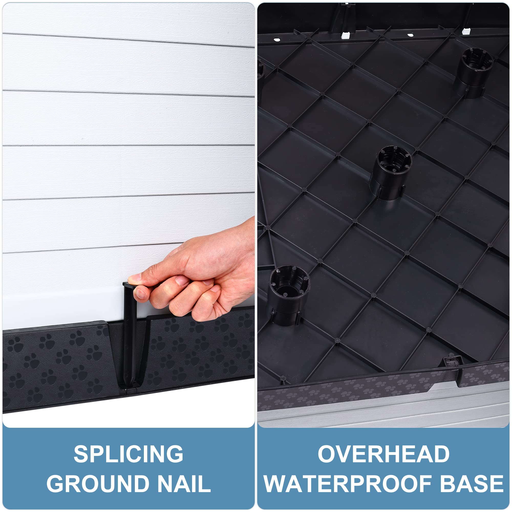 Elevon plastic dog house water-resistant materials showcase durability.