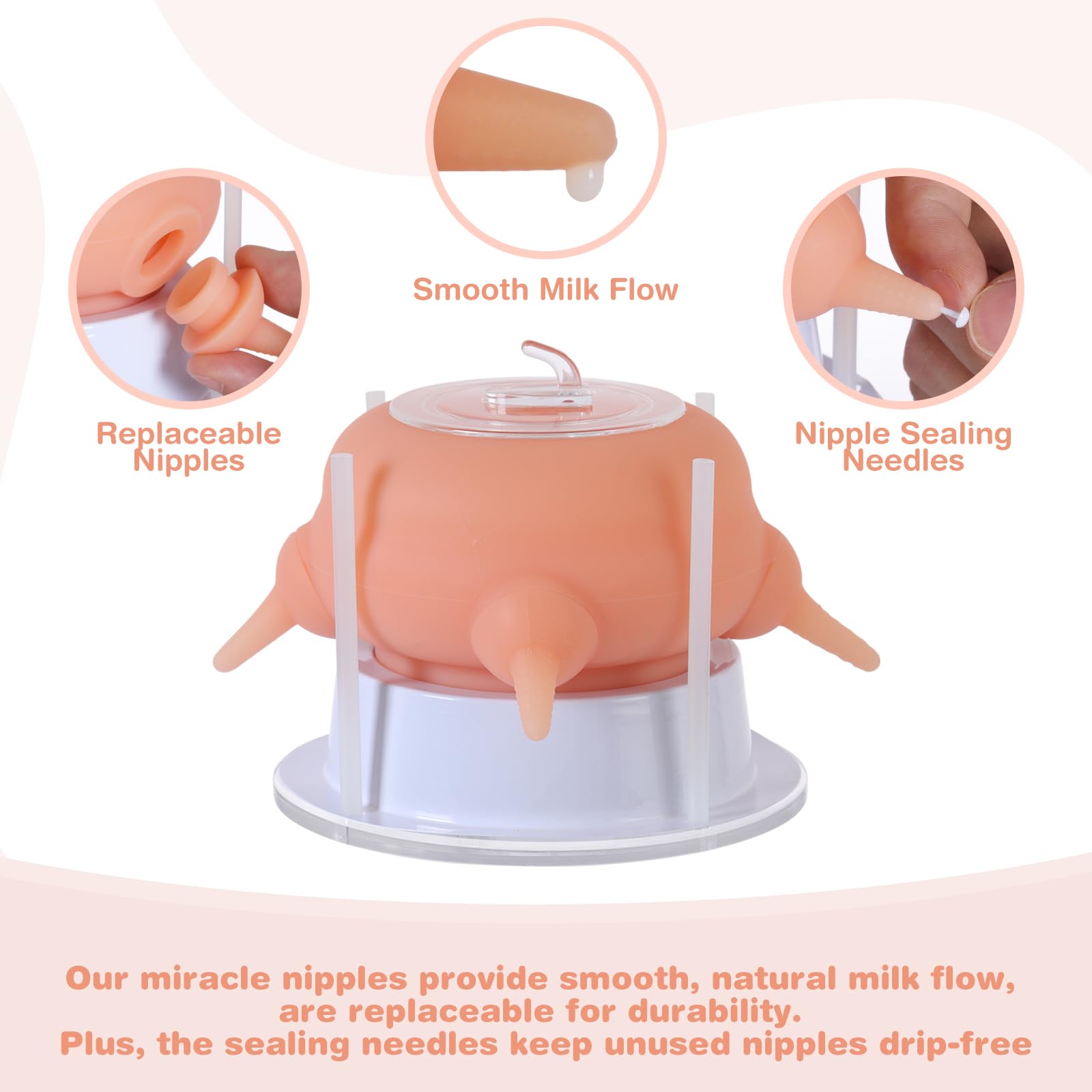 Elevonix no-drip feature with sealing nipples prevents leaks between uses.