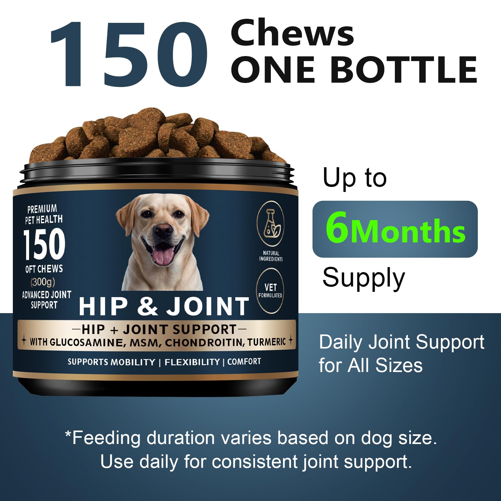 ELEVTC Glucosamine for Dogs soft chews, easy to chew daily